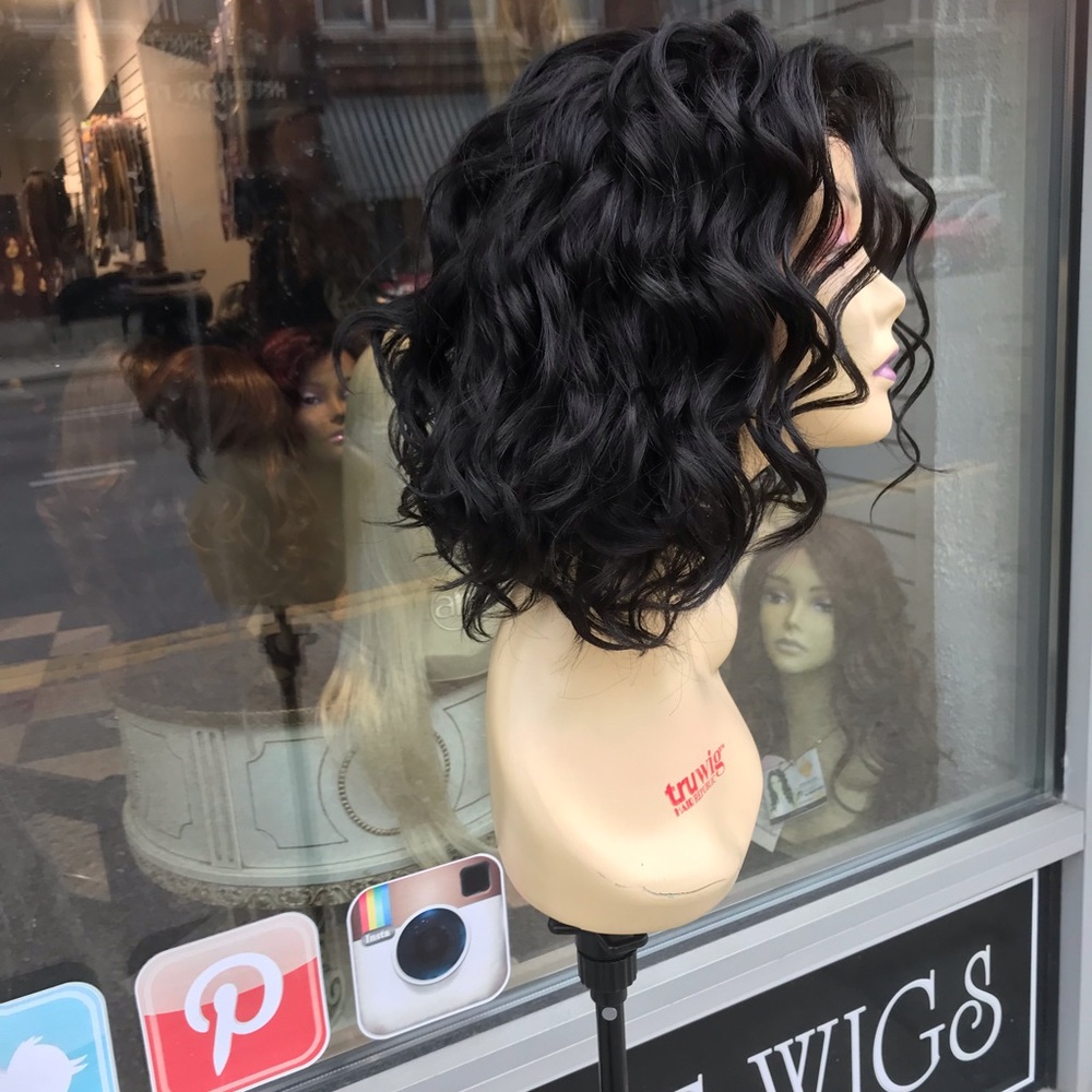 Wig DARK BROWN Swisslace Fulllace Curly fulllace - Picture 5 of 8